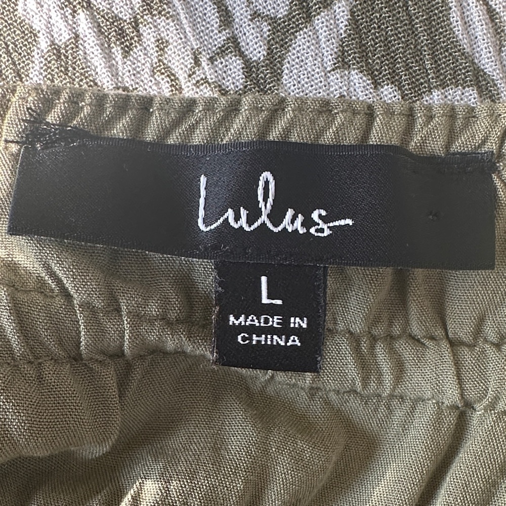 Lulus Spring Meadows Olive Green Floral Print Midi Dress Size L - Picture 13 of 15